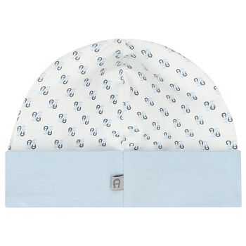 Baby Boys White & Blue Logo Hat