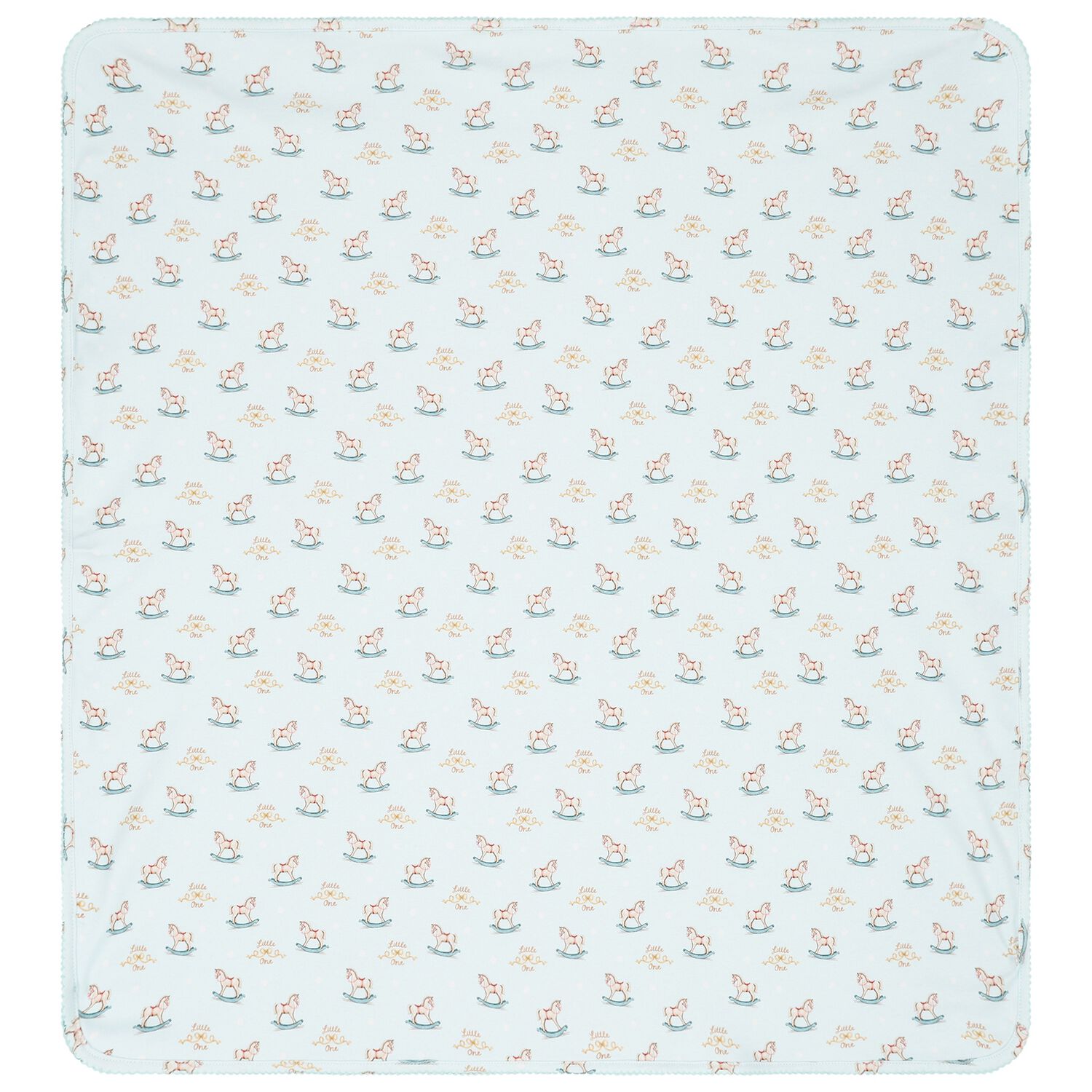 Blue Rocking Horse Baby Blanket, 1, hi-res