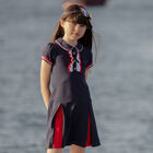 Girls Navy Blue Polo Dress, 1, hi-res