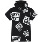 Girls Black Logo Hooded Dress, 1, hi-res