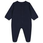 Baby Boys Navy Blue & Gold Logo Babygrow, 2, hi-res