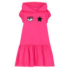 Girls Pink Logo Hooded Dress, 1, hi-res