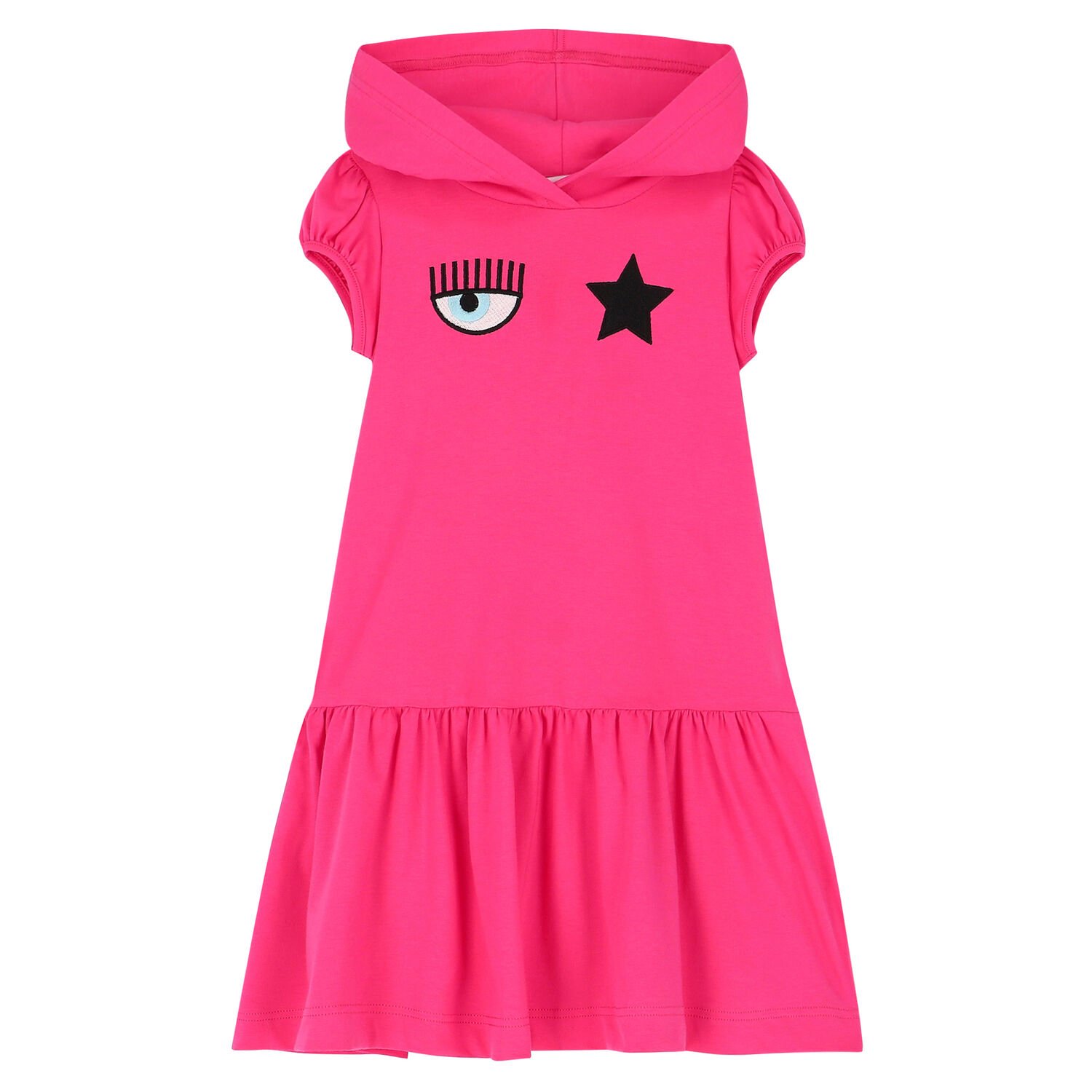 Girls Pink Logo Hooded Dress, 1, hi-res