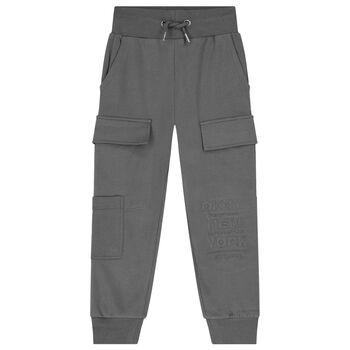 Boys Grey Logo Cargo Style Joggers