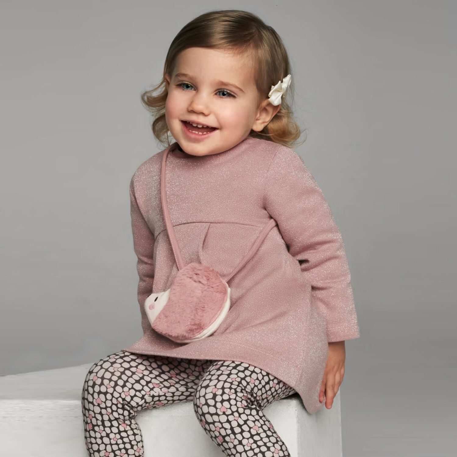 Younger Girls Pink Dress Set, 1, hi-res