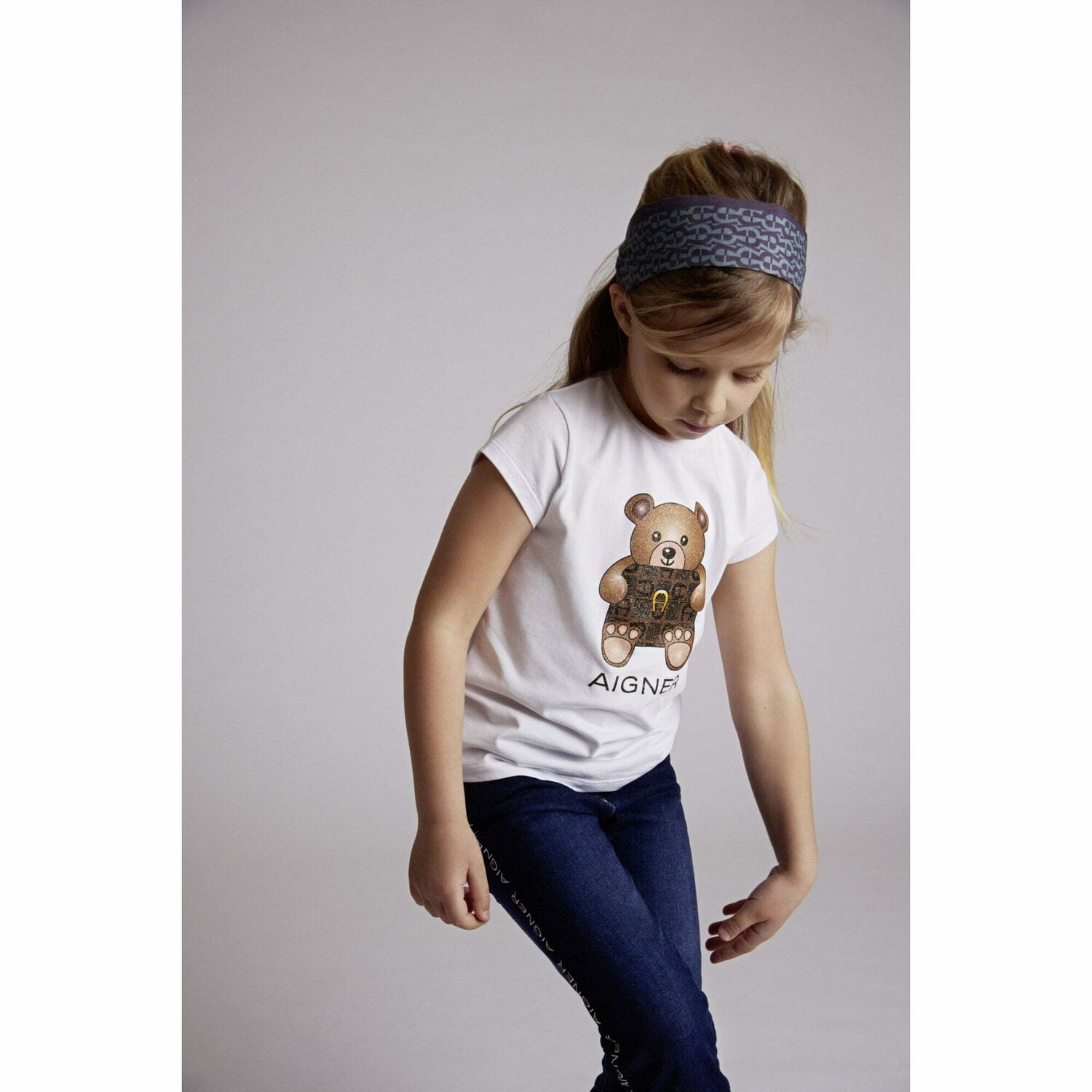 Girls Navy Teddy Bear T-Shirt, 3, hi-res image number null