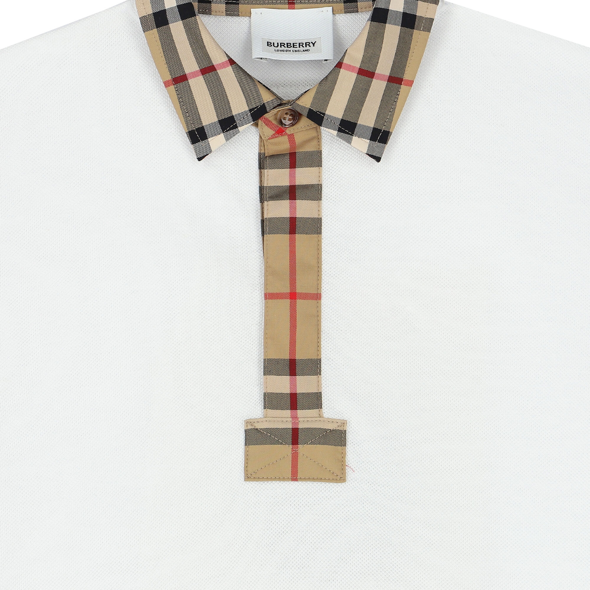 Burberry Boys White Checkered Polo Shirt Junior Couture UK