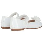 Girls White Flower Shoes, 1, hi-res