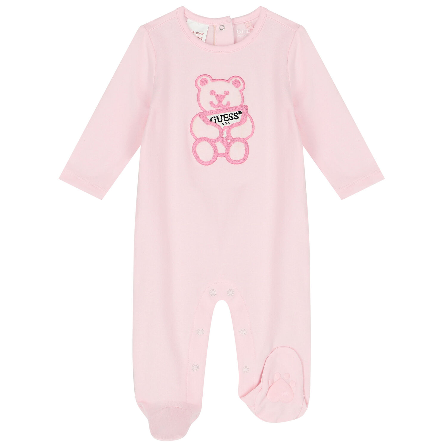 Baby Girls Pink Teddy Bear Babygrow, 1, hi-res