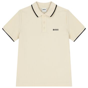 Boys Mini Me Ivory Logo Polo Shirt