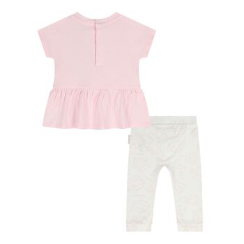 Baby Girls Pink & White Leggings Set