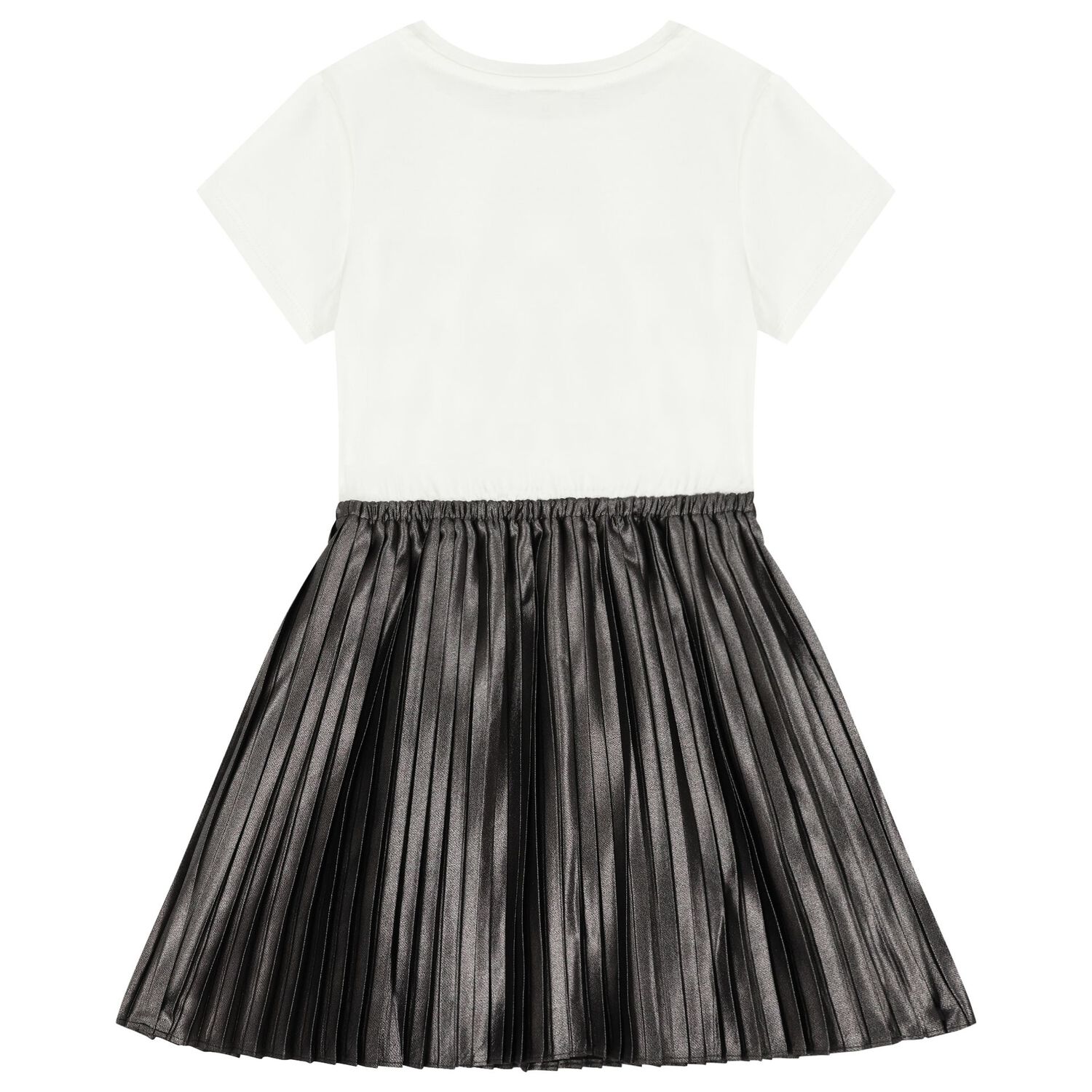 Girls Ivory & Grey Logo Dress, 1, hi-res