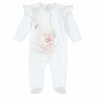 Baby Girls White & Pink Babygrow, 1, hi-res