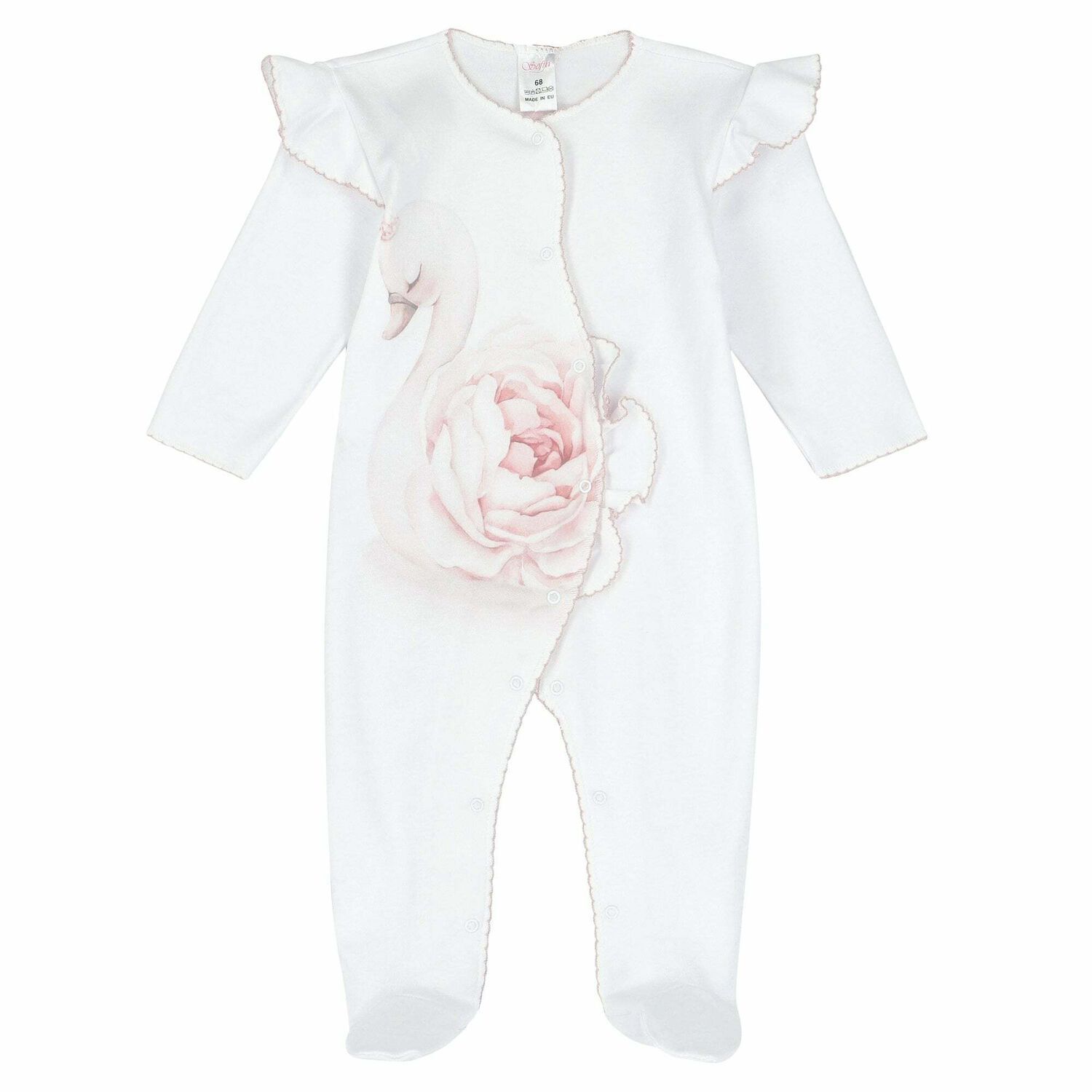 Baby Girls White & Pink Babygrow, 1, hi-res