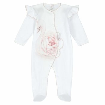 Baby Girls White & Pink Babygrow