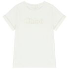 Girls White Logo T-Shirt, 1, hi-res