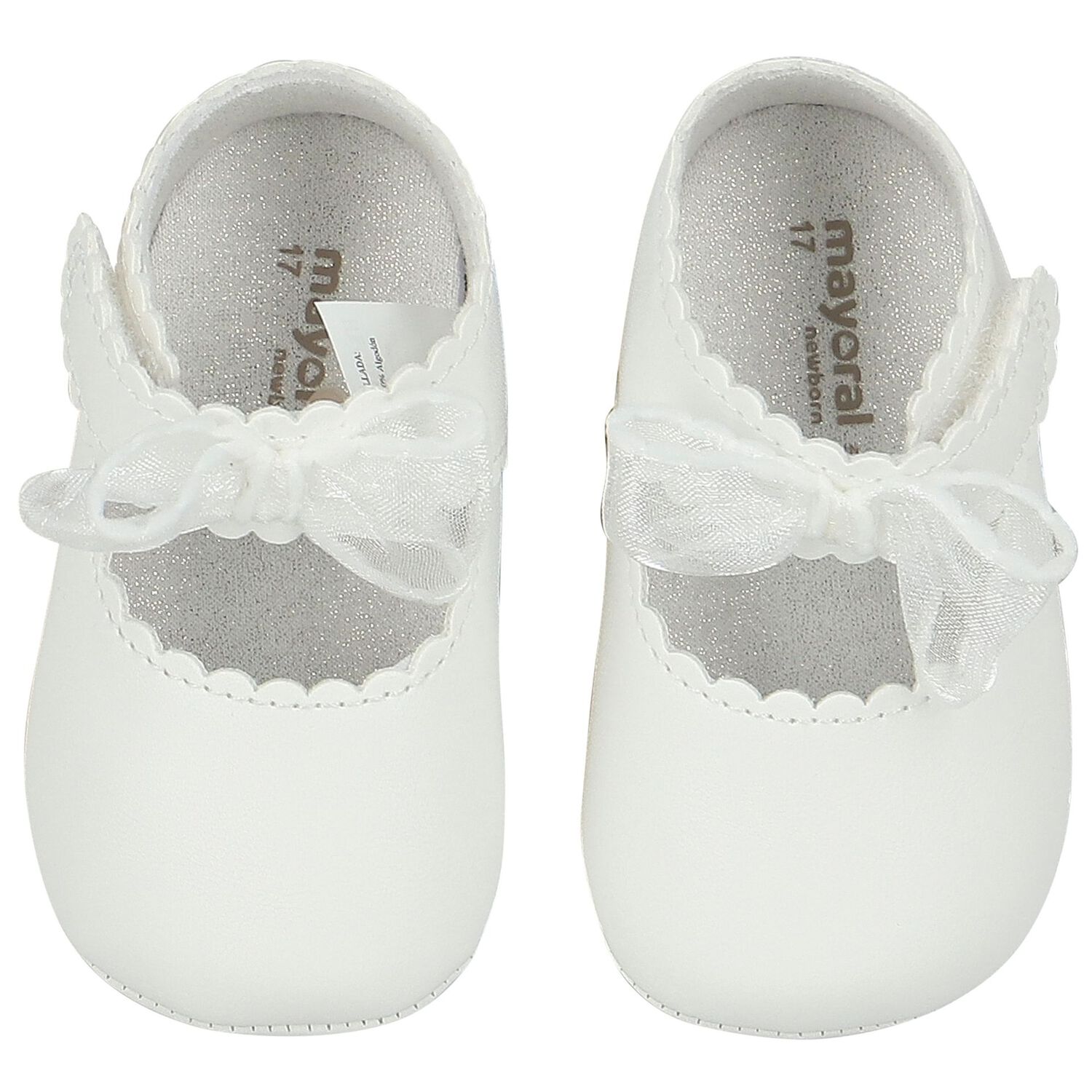 Baby Girls White Bow Pre Walker Shoes, 2, hi-res