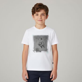 Boys White Lenticular Print T-Shirt
