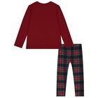 Girls Red & Navy Blue Tartan Leggings Set, 2, hi-res