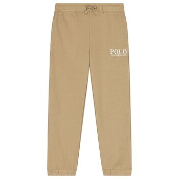 Boys Beige Logo Joggers