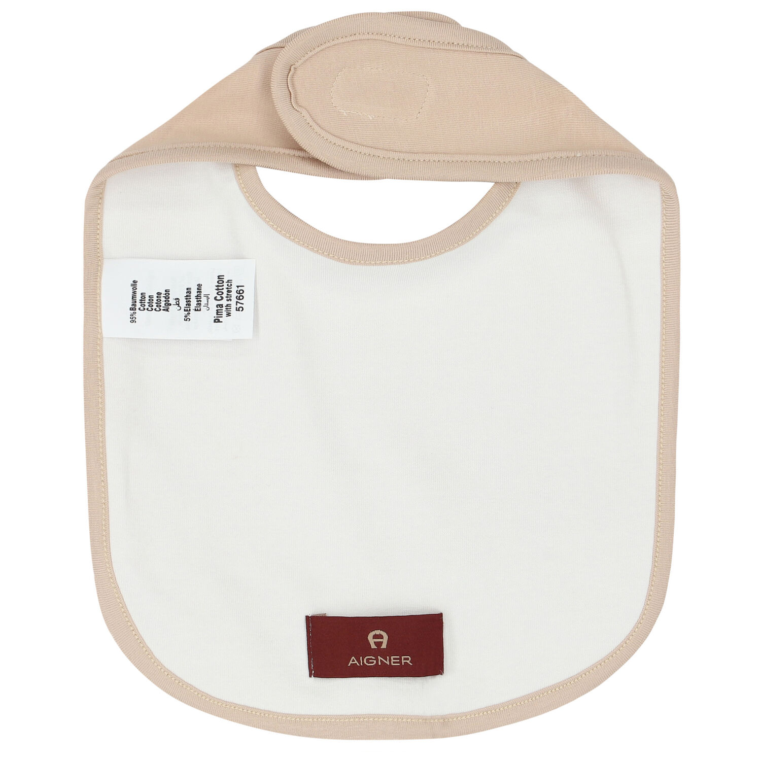 Beige & White Logo Bib, 2, hi-res