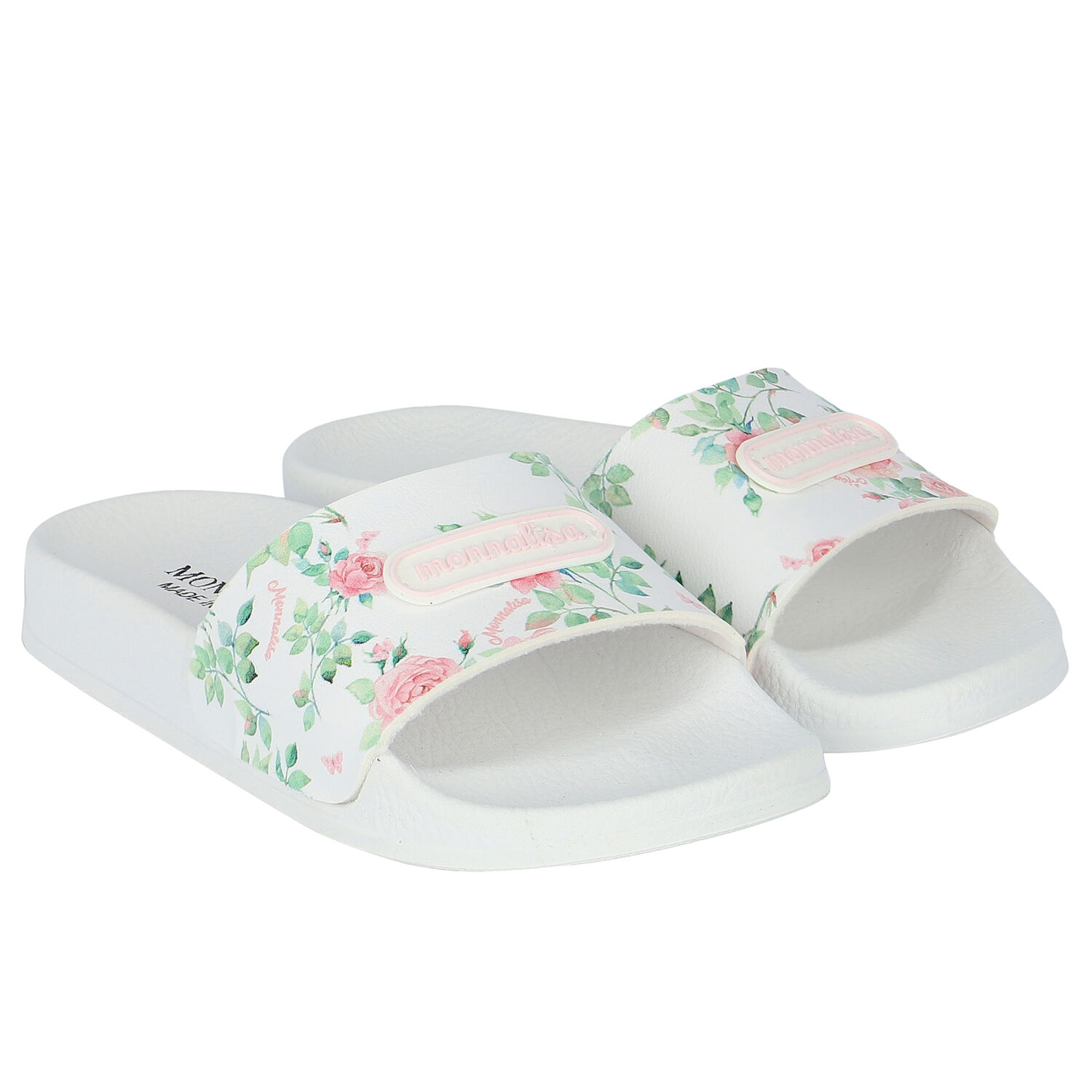 Girls White Logo Sliders, 1, hi-res