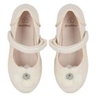 Girls Ivory Diamante Flower Shoes, 1, hi-res