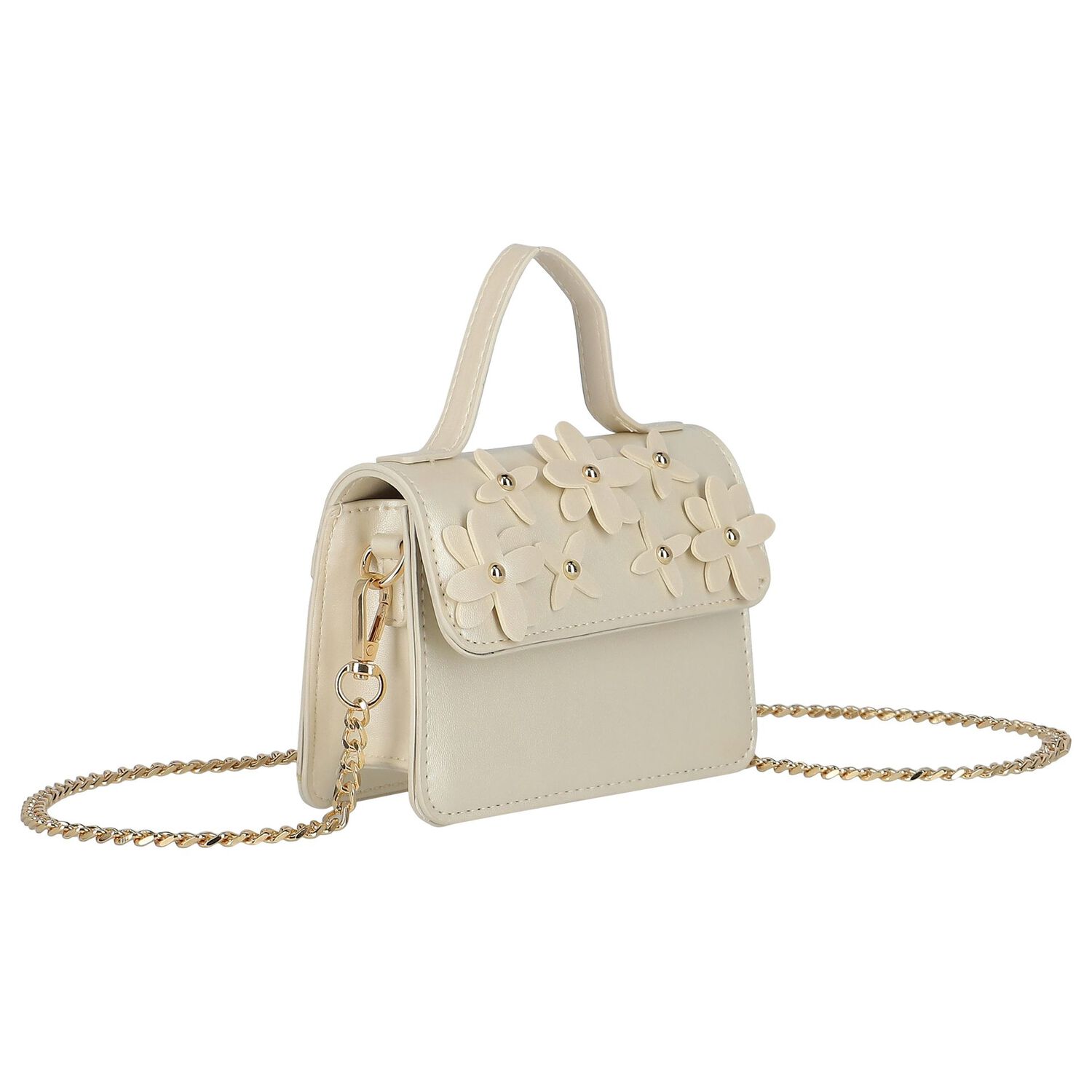 Girls Ivory Flowers Bag, 1, hi-res