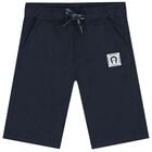 Younger Boys Navy Blue Logo Shorts, 3, hi-res