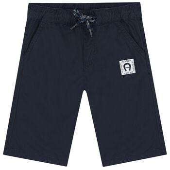 Younger Boys Navy Blue Logo Shorts