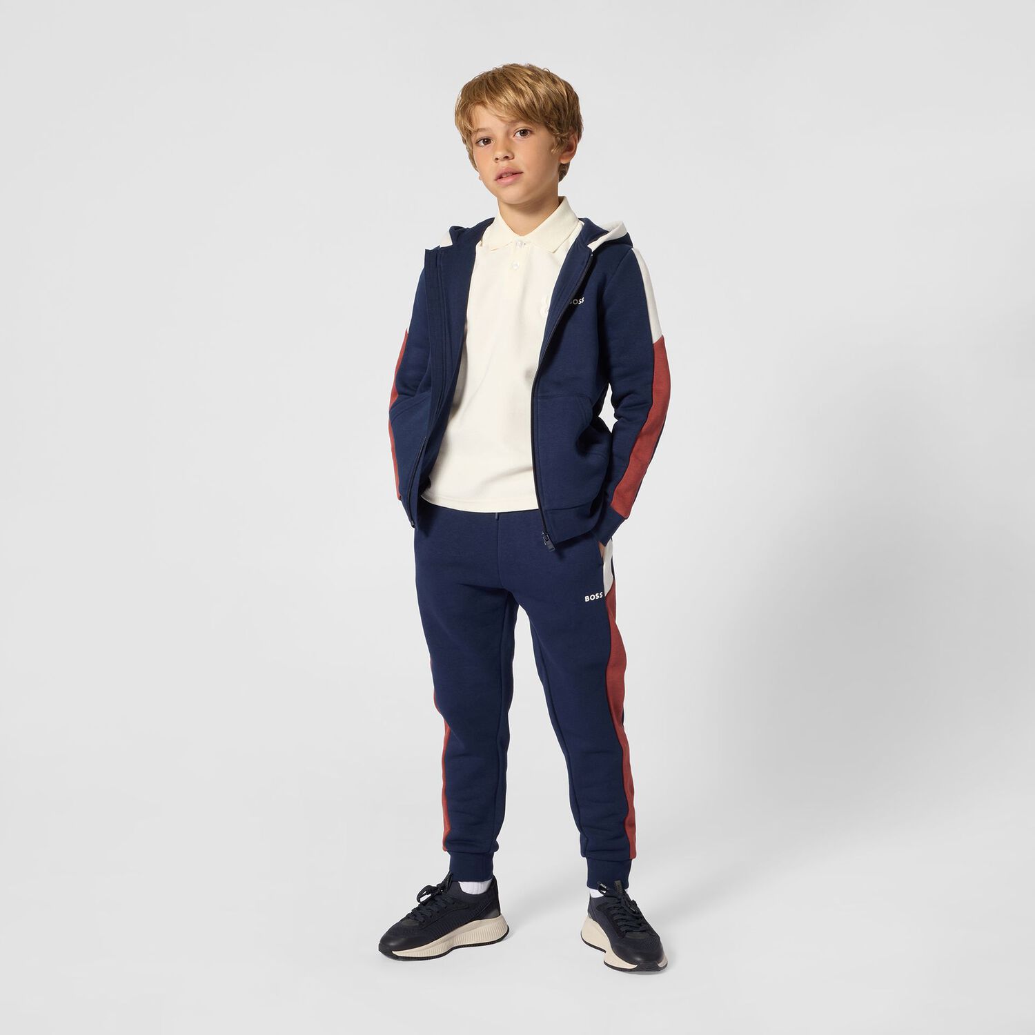 Boys Navy Blue Logo Joggers, 4, hi-res