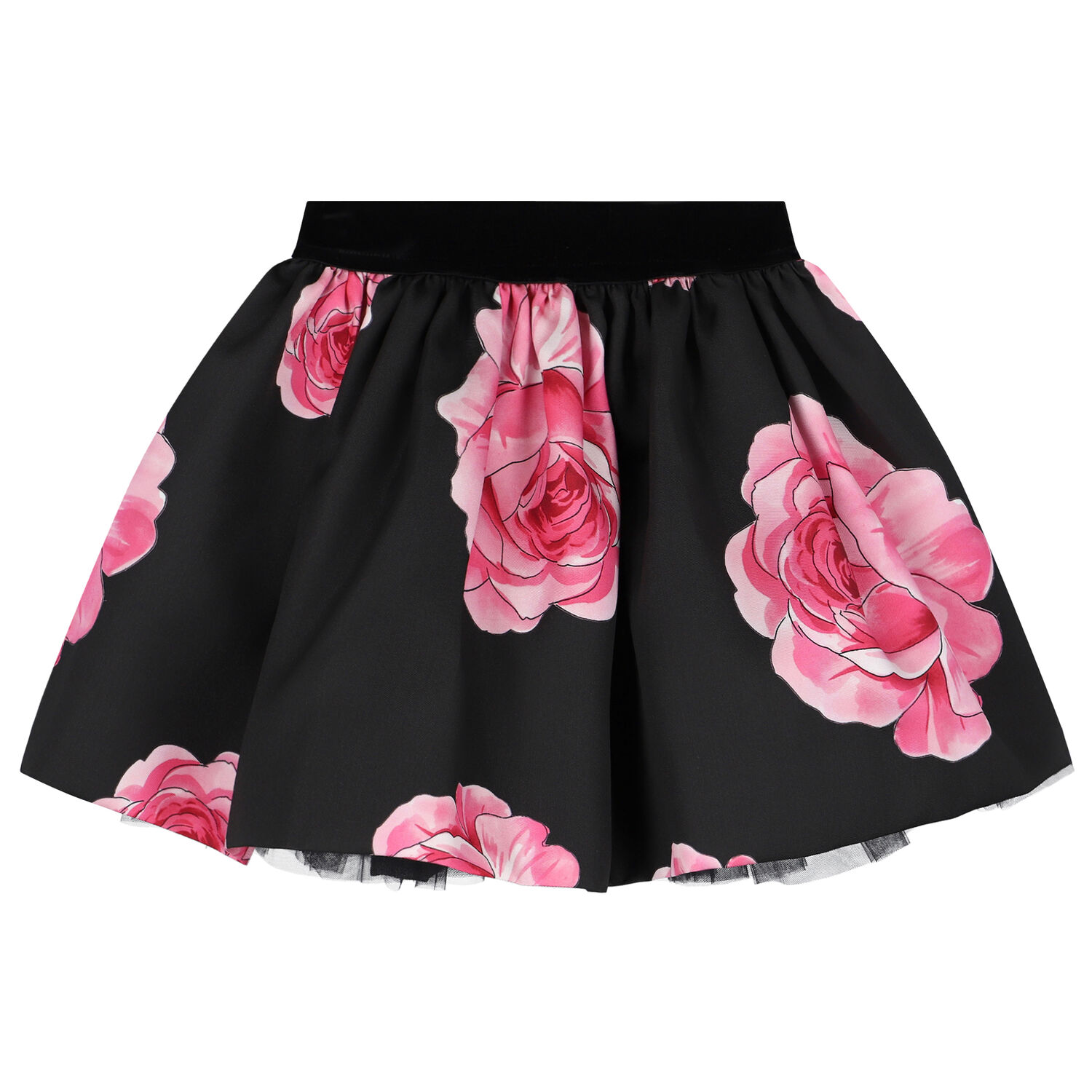 Girls Black & Pink Roses Skirt, 1, hi-res