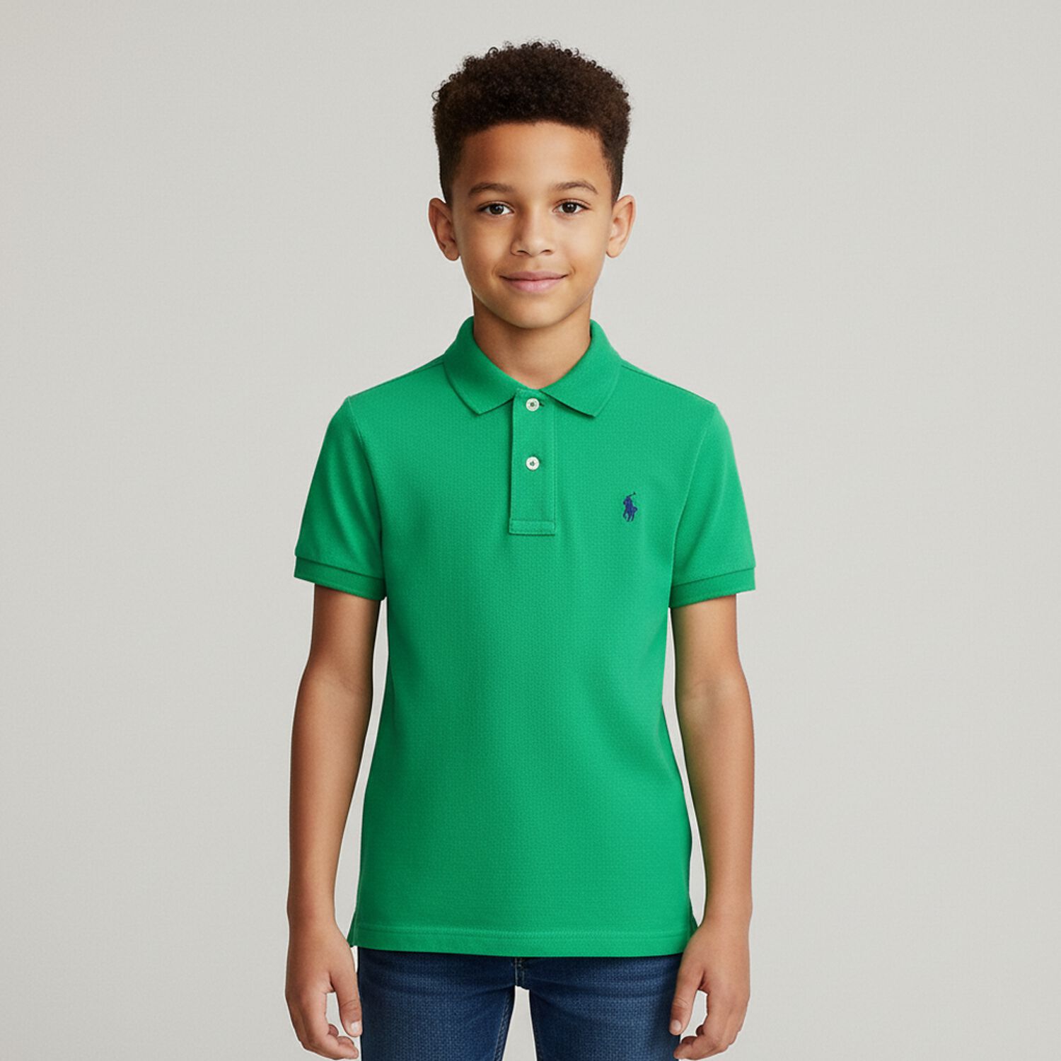 Boys Green Logo Polo Shirt, 1, hi-res