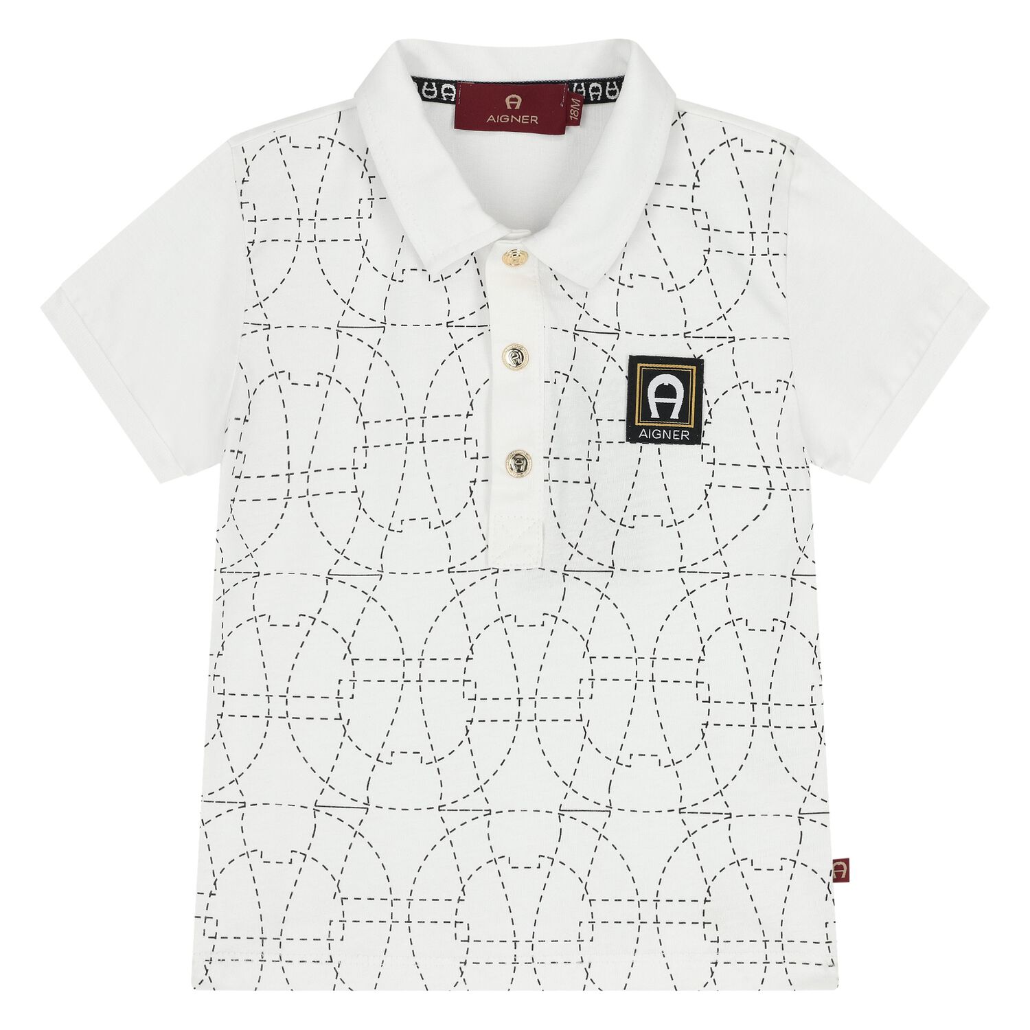 Younger Boys White Logo Polo Shirt, 1, hi-res