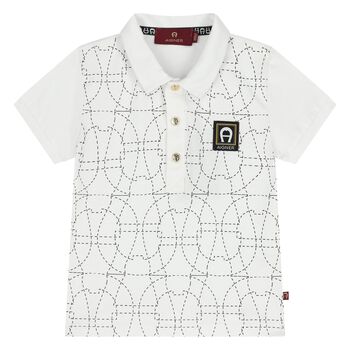 Younger Boys White Logo Polo Shirt