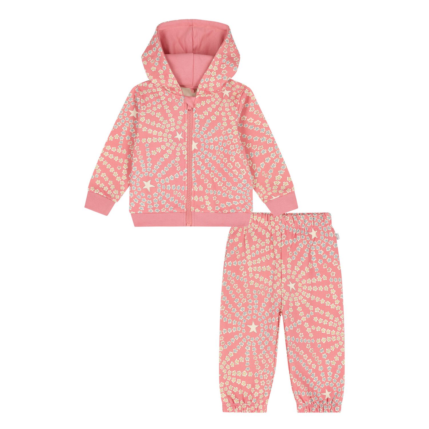 Younger Girls Pink Star Tracksuit, 1, hi-res