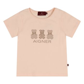Younger Girls Pink Teddy Bear T-Shirt
