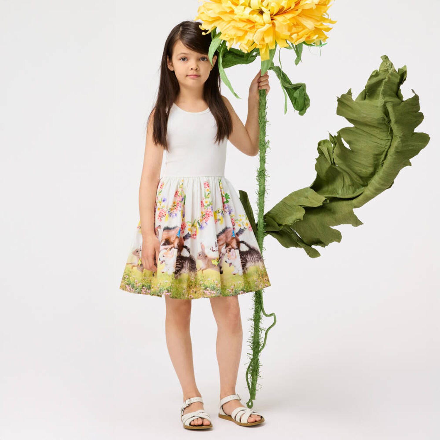 Girls Ivory Floral Dress, 2, hi-res image number null