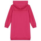 Girls Pink Logo Hooded Dress, 1, hi-res