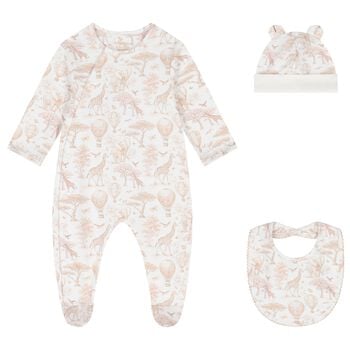 White & Beige Africa Babygrow Gift Set