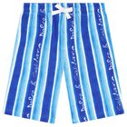 Boys Blue Striped Cotton Logo Shorts, 1, hi-res
