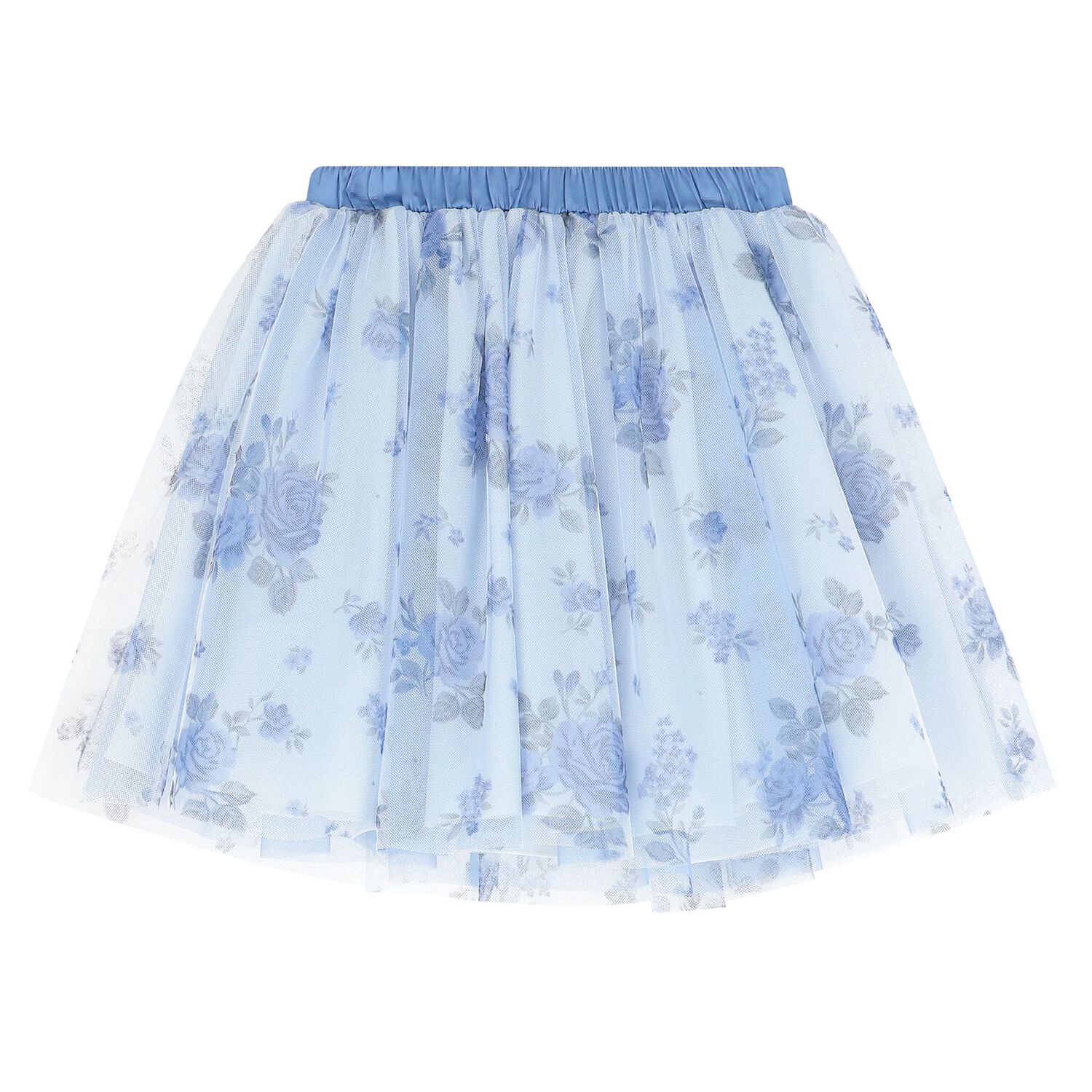 Girls White & Blue Floral Skirt Set, 1, hi-res image number null