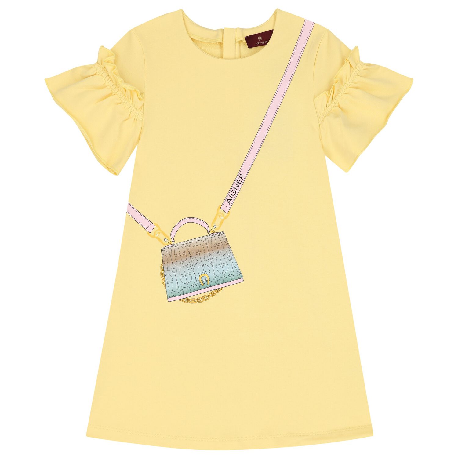 Girls Yellow Bag Ruffle Dress, 3, hi-res