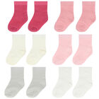Baby Girls Pink & White Socks (6 Pack), 3, hi-res
