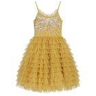 Girls Yellow Embellished Tutu Dress, 1, hi-res