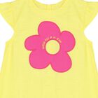 Girls Yellow & Pink Flower Logo Dress, 1, hi-res