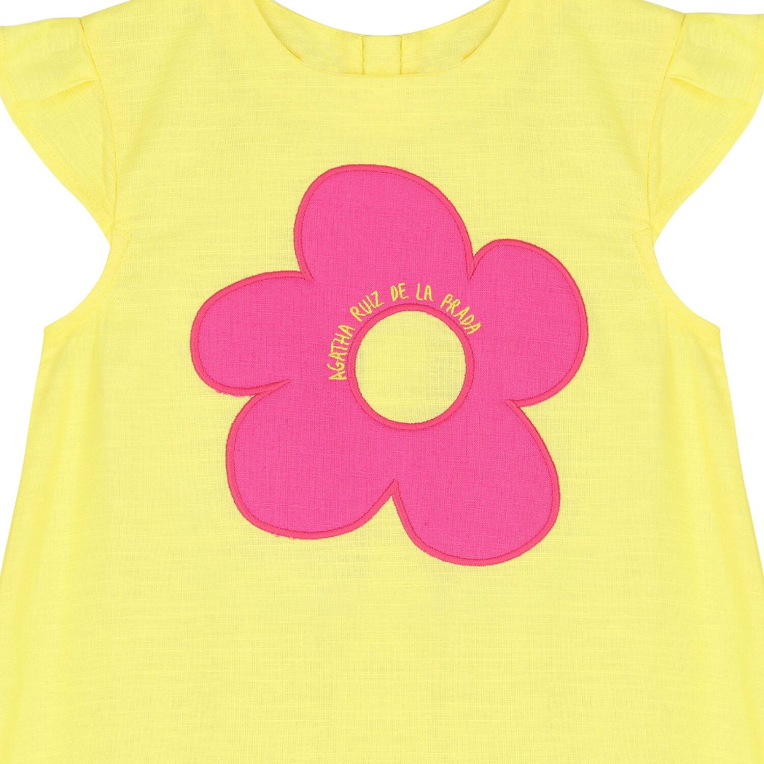 Girls Yellow & Pink Flower Logo Dress, 1, hi-res