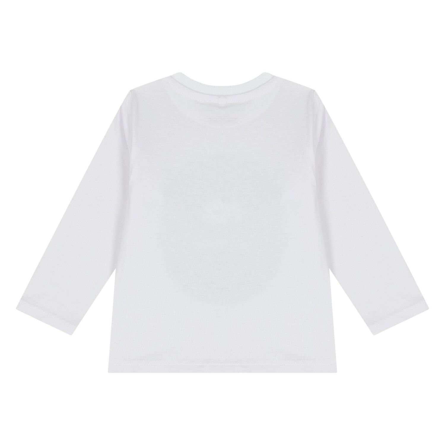 Younger Boys White Logo Long Sleeve Top, 1, hi-res