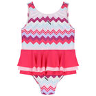 Younger Girls Purple & Pink Zigzag Logo Swimsuit, 1, hi-res