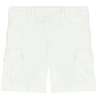 Boys White Bermuda Shorts, 2, hi-res